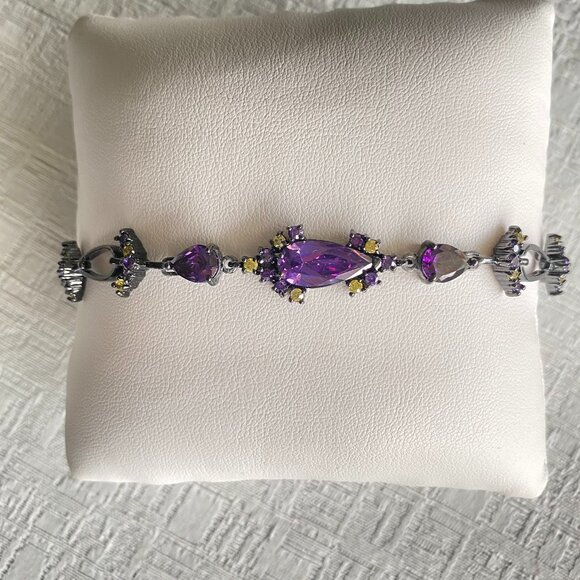 FAC Amethyst & Yellow Crystal Link Bracelet NWT - Picture 2 of 9